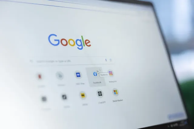 Google home page open on a laptop